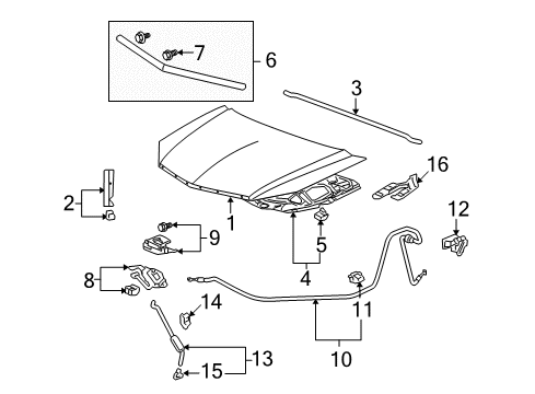 2007 Acura RDX Hood & Components Hood, Engine (Dot) Diagram for 60100-STK-A90ZZ