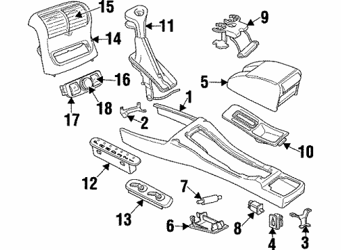 1998 Cadillac Catera Heated Seats CONSOLE, Floor Console Diagram for 90436650