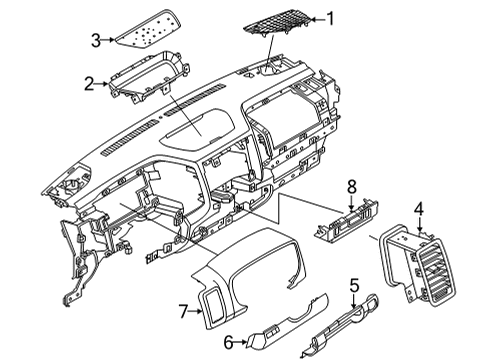 2022 Nissan Frontier Cluster & Switches, Instrument Panel FINISHER-INSTRUMENT SIDE, RH Diagram for 68420-9BU0A