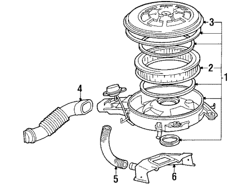 1987 Toyota Tercel Air Inlet Air Cleaner Assembly Retainer Bracket Diagram for 17769-11020