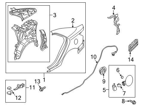 2012 Kia Forte Quarter Panel & Components Catch & Cable Assembly-F Diagram for 815901M000