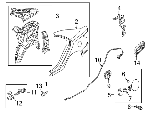 2012 Kia Forte Quarter Panel & Components Panel Assembly-Quarter Diagram for 715031MC10