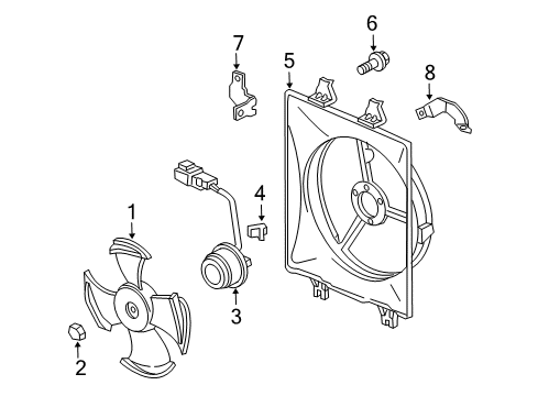 2006 Honda Pilot A/C Condenser Fan Protector, Fan Motor Diagram for 38619-RDJ-A00
