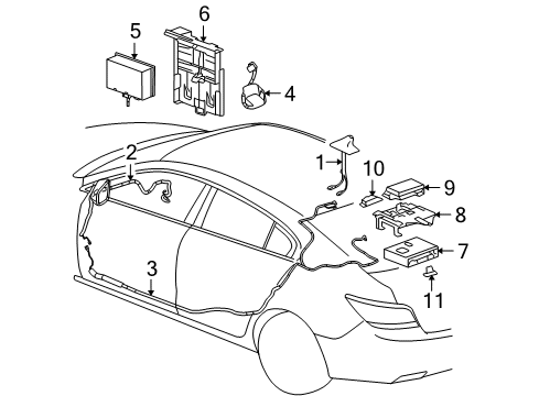 2010 Buick LaCrosse Communication System Components Receiver Bracket Diagram for 25794011