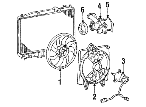 1993 Hyundai Elantra Water Pump, Cooling Fan Motor-Radiator Cooling Fan Diagram for 25386-28200