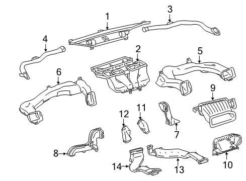 2019 Toyota Sienna Ducts Heater Duct Diagram for 55843-08040