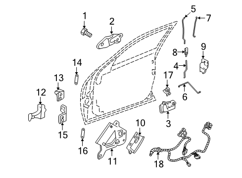 2004 Cadillac SRX Front Door - Lock & Hardware Lock Diagram for 25843196