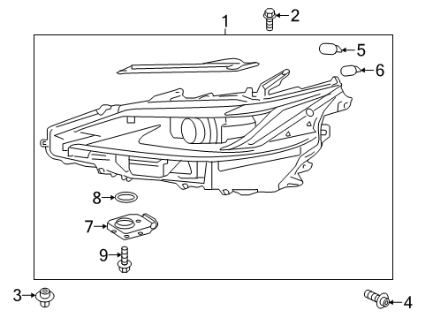 2019 Lexus ES300h Headlamps Computer Sub-Assembly, H Diagram for 89908-33170