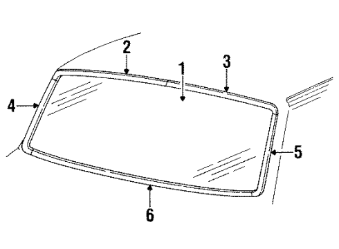 1993 Ford F-150 Windshield Glass, Reveal Moldings Mirror Inside Diagram for F2AZ-17700-A