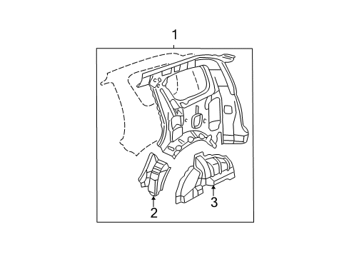 2006 Honda CR-V Inner Structure - Quarter Panel Extension, R. RR. Wheel Arch Diagram for 64321-S9A-901ZZ