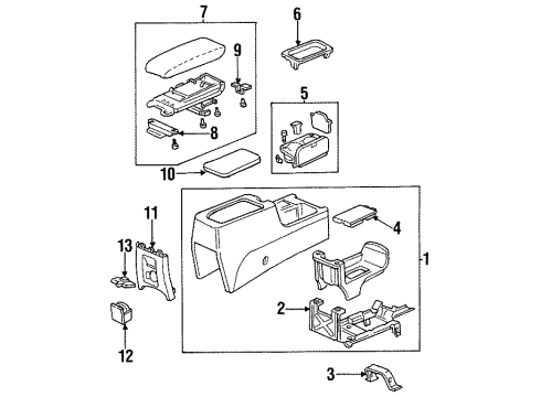 1995 Honda Accord Rear Console Bracket, RR. Console Box Diagram for 83408-SV4-A01