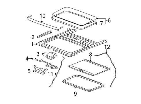 2013 GMC Yukon XL 2500 Sunroof Sunshade Diagram for 15905311