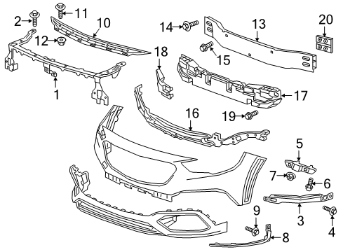 2018 Buick Regal TourX Front Bumper Upper Support Diagram for 39077621