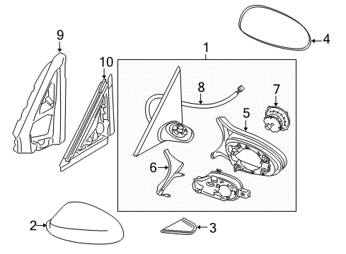 2008 BMW M3 Mirrors Seal, Outer Left Mirror Triangle Diagram for 51337139347