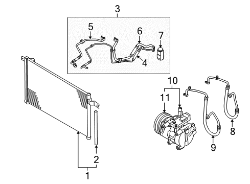 2009 Hyundai Accent A/C Condenser, Compressor & Lines PULLEY Assembly-Air Conditioning Compressor Diagram for 97643-09000