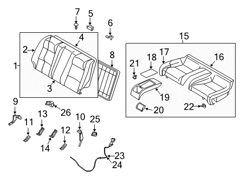 2003 Infiniti G35 Rear Seat Components STRIKER Assembly-Rear Seat, L Diagram for 88392-AL205