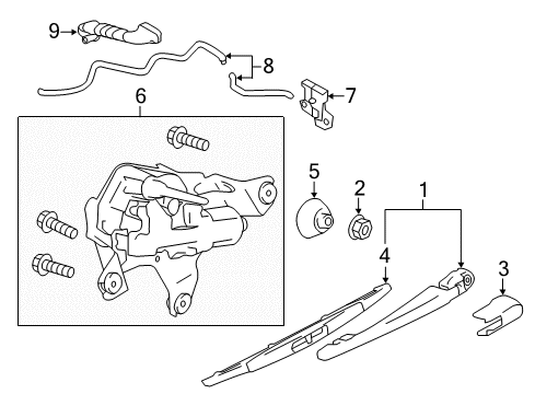 2011 Nissan Quest Wiper & Washer Components Motor Rear Windshield WIPER Diagram for 28710-1JA0A
