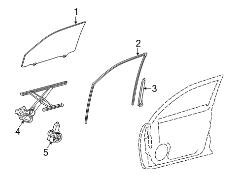 2013 Lexus GX460 Front Door Run, FR Door Glass Diagram for 68151-60072