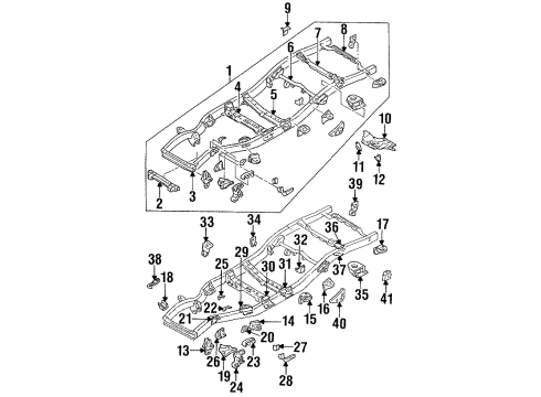 1990 Nissan Pathfinder Frame & Components Bracket-Member, Engine Mounting Rear Left Diagram for 50321-41G10