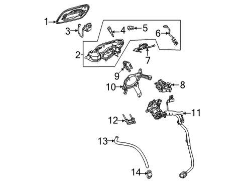 2022 Lexus NX450h+ Quarter Panel & Components Charging Port Bracket Diagram for 63189-42011