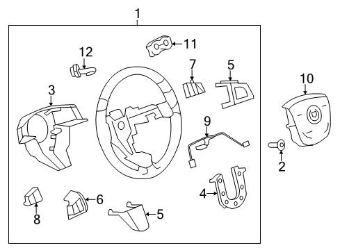 2012 Cadillac CTS Steering Wheel & Trim Switch Assembly Diagram for 25850372