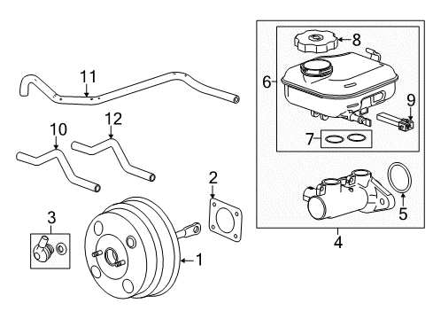 2015 Chevrolet Camaro Dash Panel Components Power Booster Diagram for 23422896