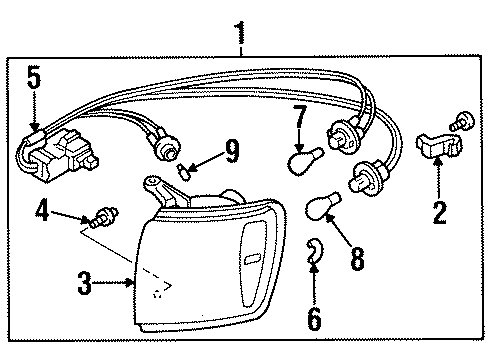 1999 Acura SLX Park & Signal Lamps Lamp Assembly Front Combination Diagram for 8-97174-792-1