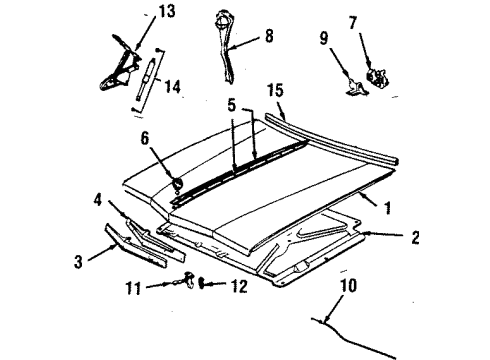 1985 Cadillac Seville Hood & Components Cable, Hood Primary Latch Release Diagram for 20429338