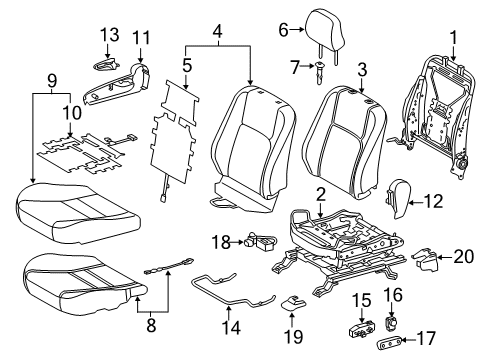2013 Lexus CT200h Passenger Seat Components Pad, Front Seat Cushion Diagram for 71511-76020