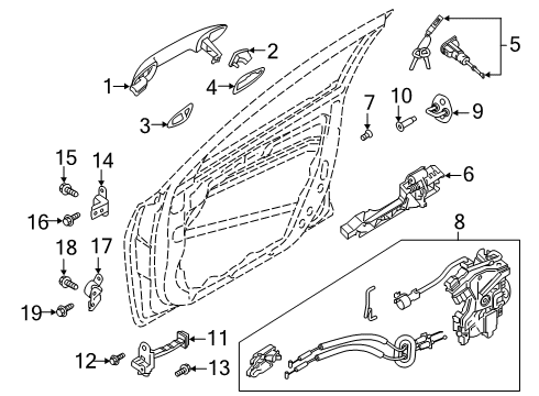 2019 Kia Forte Front Door Door Outside Handle Assembly Diagram for 82651M6210