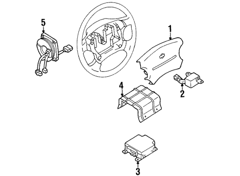 1997 Nissan Pickup Air Bag Components Clock Spring Steering Air Bag Wire Diagram for 25554-4B026