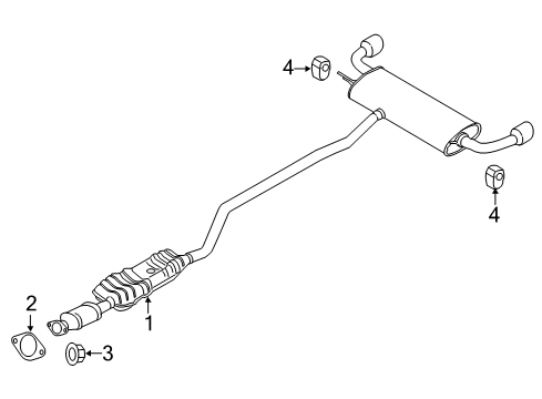 2019 Ford Edge Exhaust Components Muffler & Pipe Diagram for K2GZ-5F250-D