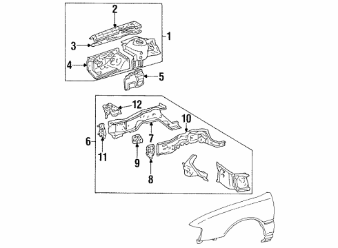 1998 Toyota Avalon Structural Components & Rails Front Extension Diagram for 57114-06012