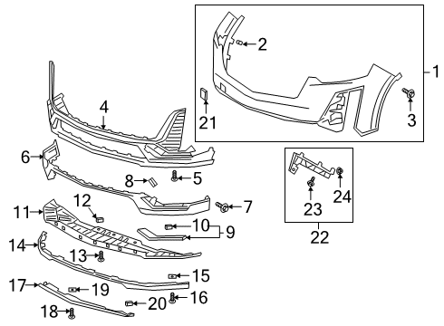2022 Cadillac XT6 Bumper & Components - Front Air Deflector Diagram for 84206938
