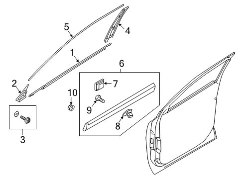 2020 Kia Telluride Exterior Trim - Front Door MOULDING Assembly-FRT Dr Diagram for 82860S9010