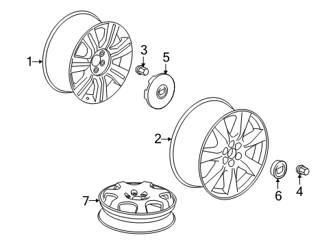 2016 Cadillac SRX Wheels 20x8 Aluminum 6-Split-Spoke Wheel Rims in Chrome Diagram for 19300994