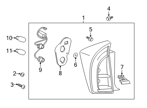 2012 Toyota Prius Bulbs Tail Lamp Assembly Gasket Diagram for 81552-47170