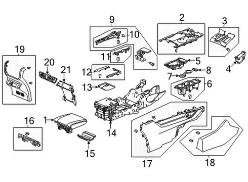 2022 Acura MDX Center Console Rear Consol (Deep Black) Diagram for 83451-TYA-A03ZA