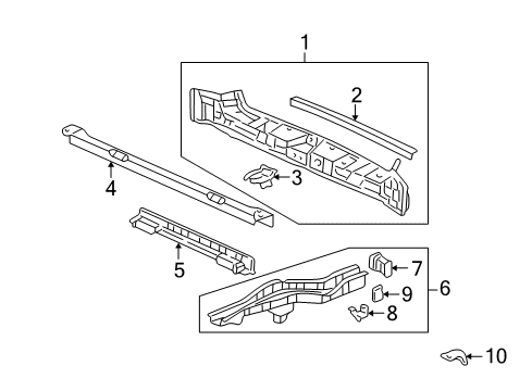 2001 Acura MDX Rear Body Panel, Floor & Rails Support, Rear Cargo Lid Diagram for 65139-S3V-A02ZZ