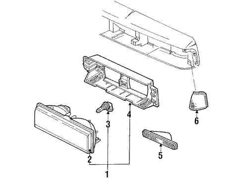 1988 Oldsmobile Firenza Bulbs Lens, Headlamp (W/Housing) Diagram for 16511077