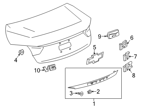 2015 Chevrolet Impala Exterior Trim - Trunk Lid Emblem Diagram for 84690296