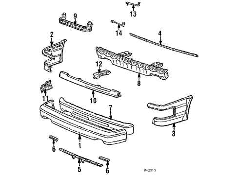 1984 Toyota Corolla Front Bumper Bumper Bracket Diagram for 52115-12160