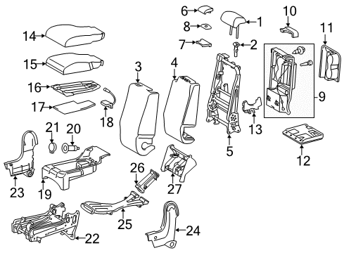 2014 Toyota Tundra Front Seat Components Cup Holder Diagram for 71753-0C030-C0