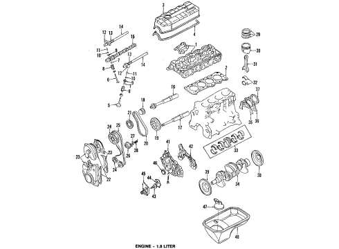 1993 Mitsubishi Eclipse Engine Parts, Mounts, Cylinder Head & Valves, Camshaft & Timing, Oil Pan, Oil Pump, Balance Shafts, Crankshaft & Bearings, Pistons, Rings & Bearings Piston & Pin Asm Std B PIS Diagram for MD100416