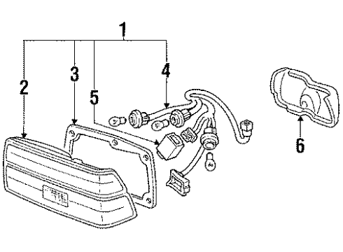 1987 Honda Prelude Tail Lamps Lens & Housing, R. Taillight Diagram for 33501-SB0-672