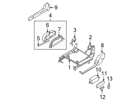 2004 Nissan Quest Power Seats Holder Plate-Cup Holder, Front Seat Diagram for 87340-5Z000