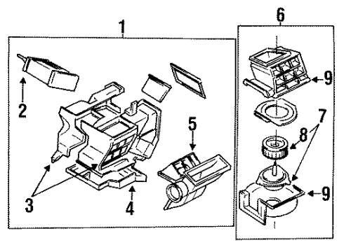 1988 Nissan Pulsar NX Blower Motor & Fan Heating Unit-Assembly Front Diagram for 27110-85M01