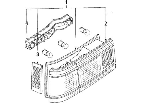 1986 Nissan Sentra Tail Lamps Lamp-Rear RH Combination Diagram for 26550-32A00