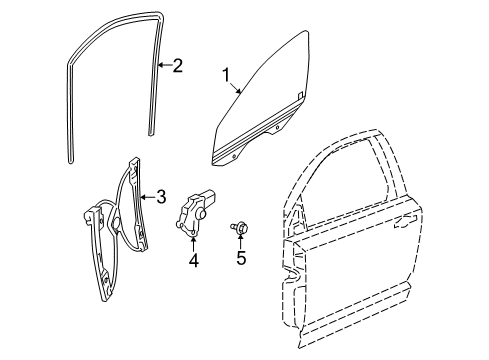 2015 Dodge Journey Front Door WEATHERSTRIP-Front Door Glass Diagram for 5076871AF