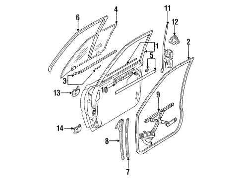 1985 Nissan Sentra Front Door Rub GLS Run RH Diagram for 80330-21A62